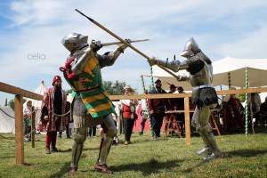 That's me, on the right, fighting with a spear in Italy.